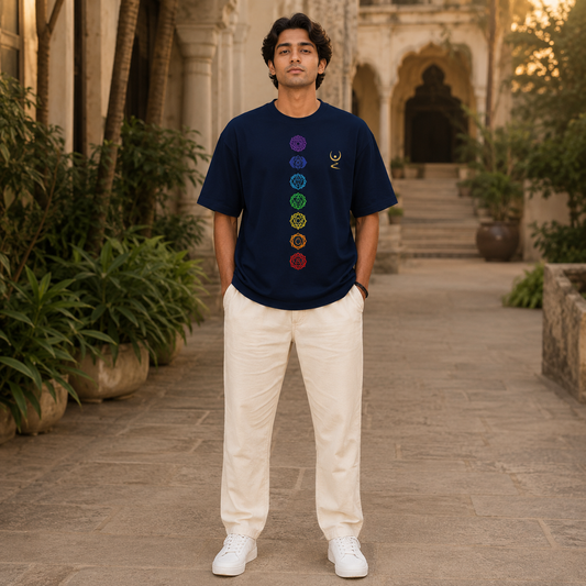 7 Chakra Oversized Tee-Navy | Neelvay