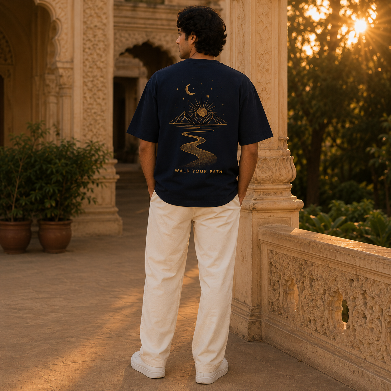 Premium Oversized Spiritual T-Shirt | Walk Your Path | NEELVAY